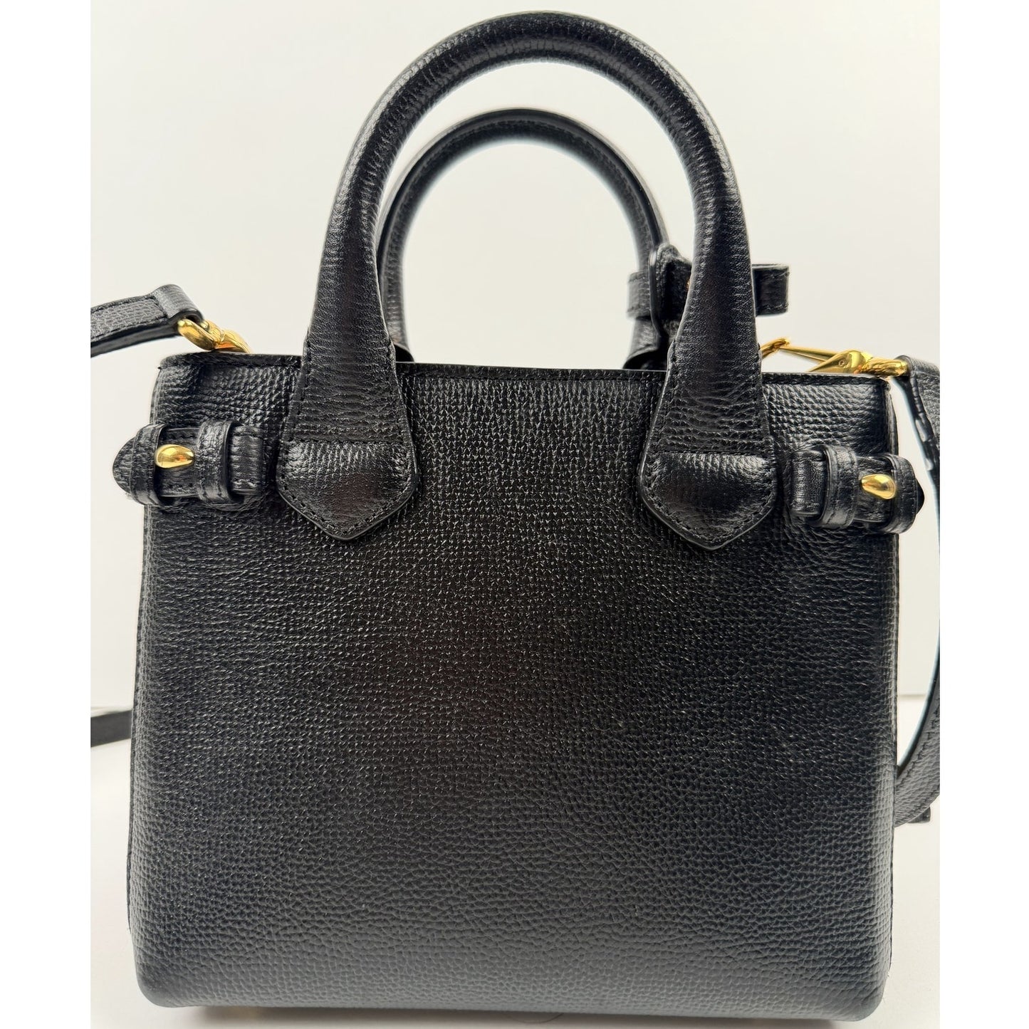 Burberry Banner Tote Leather and House Check Canvas Small