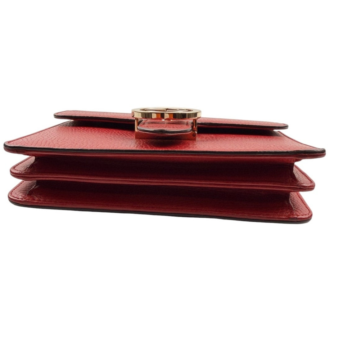 Gucci Interlocking G Leather Shoulder Bag Red