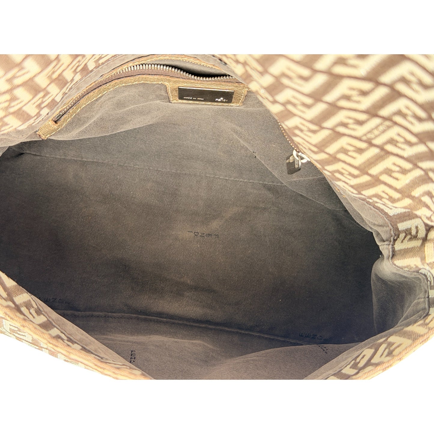 Fendi Beige/Brown Zucchino Fabric and Leather Mama Baguette Bag