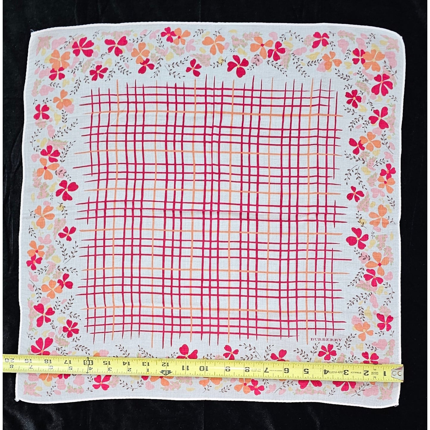 Burberry Vintage Floral Handkerchief 19 x 19 inches