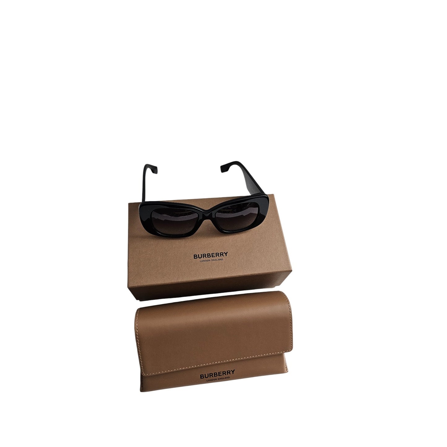 Burberry BE4410 square-frame sunglasses in black acetate with dark grey gradient lenses