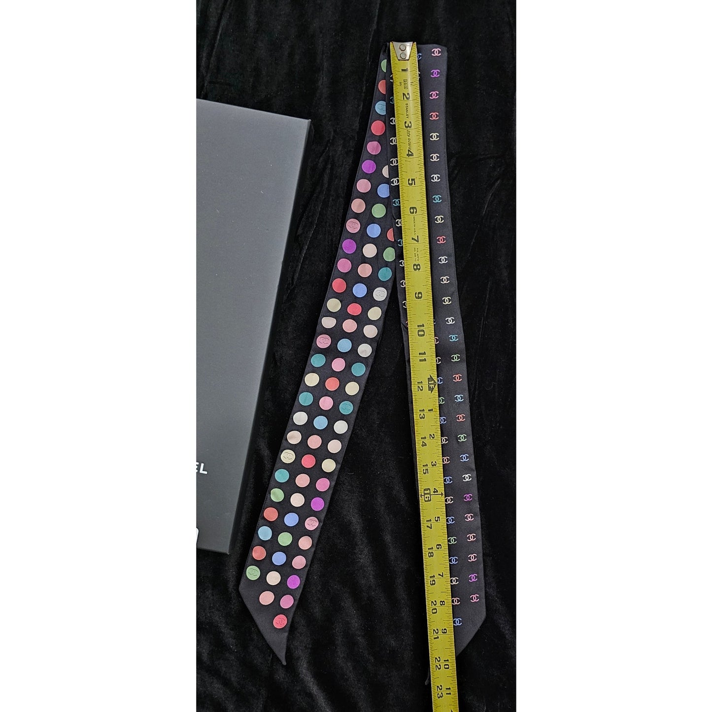 Chanel Multicolored Dots & Coco Mark Silk Slim Bandeau