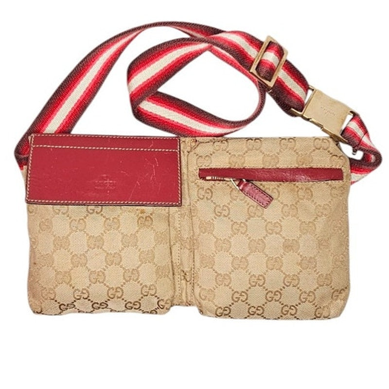 Gucci Pre-Owned GG Canvas & Leather Double Pocket Belt Bag
