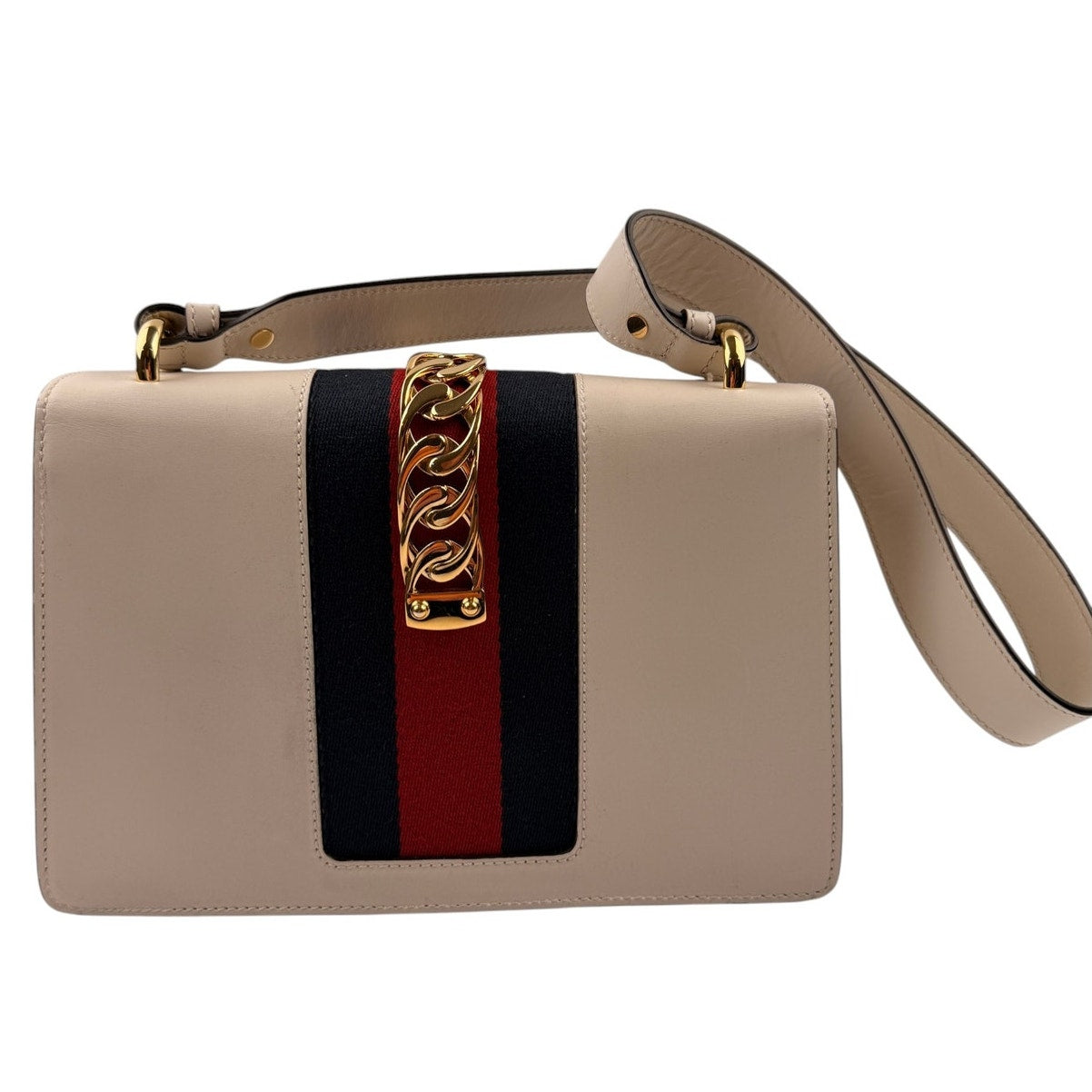 GUCCI Sylvie Embroidered Floral Shoulder Bag in White