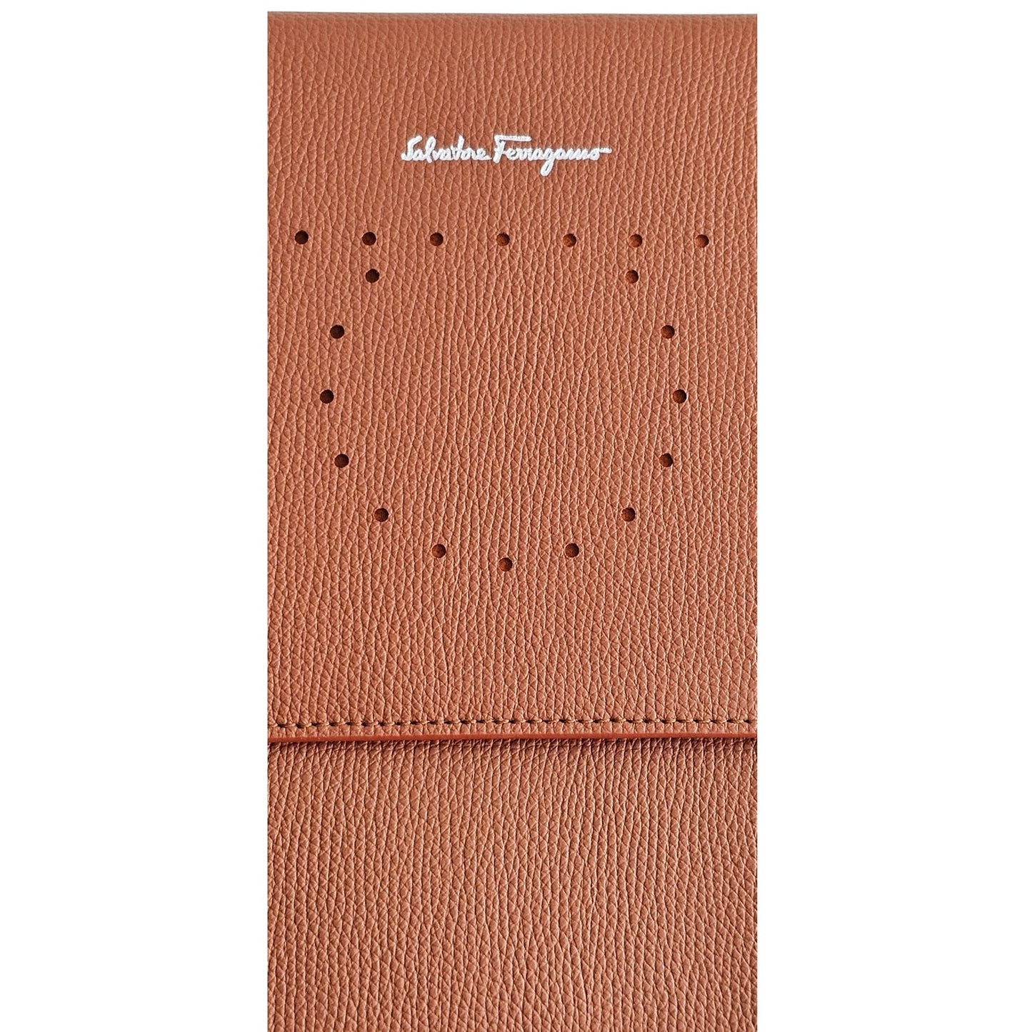 Salvatore Ferragamo Brown Pebbled Leather Clutch Bag