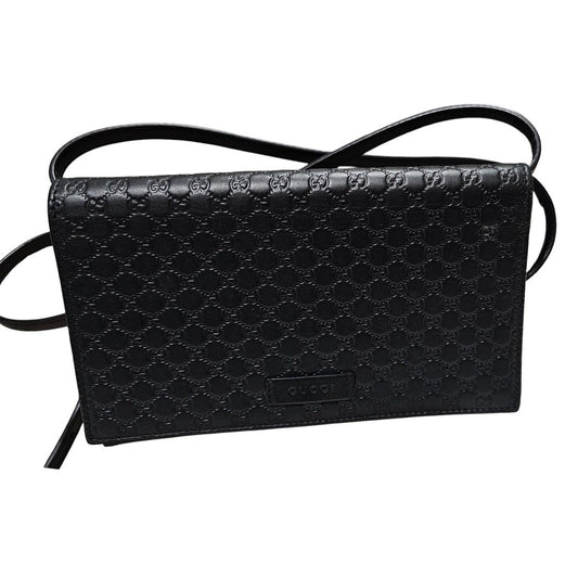 Gucci  Microguccissima Crossbody Wallet on Strap Black