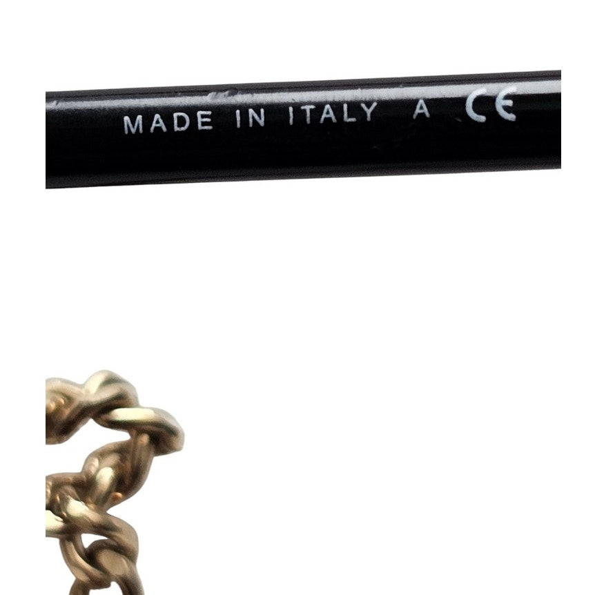 Chanel CH4244 square metal frame sunglasses with a detachable gold-tone chain and grey gradient lenses