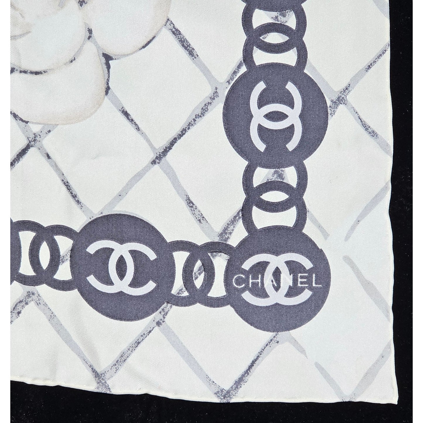 Chanel Silk Camellia CC Square Scarf