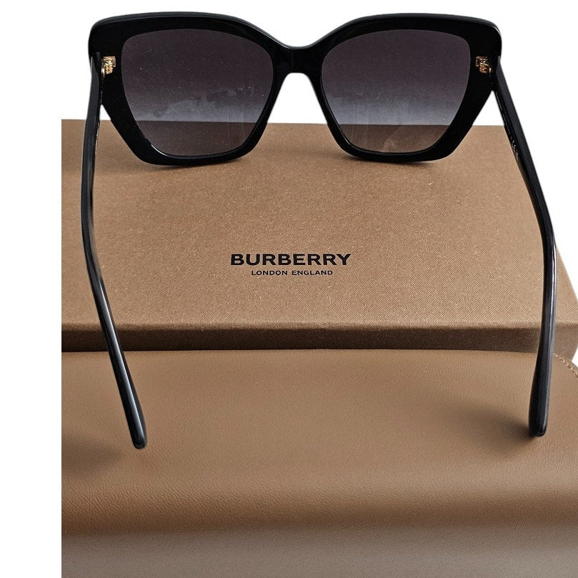 Burberry BE4366 Tamsin cat-eye sunglasses in black acetate with grey gradient lenses