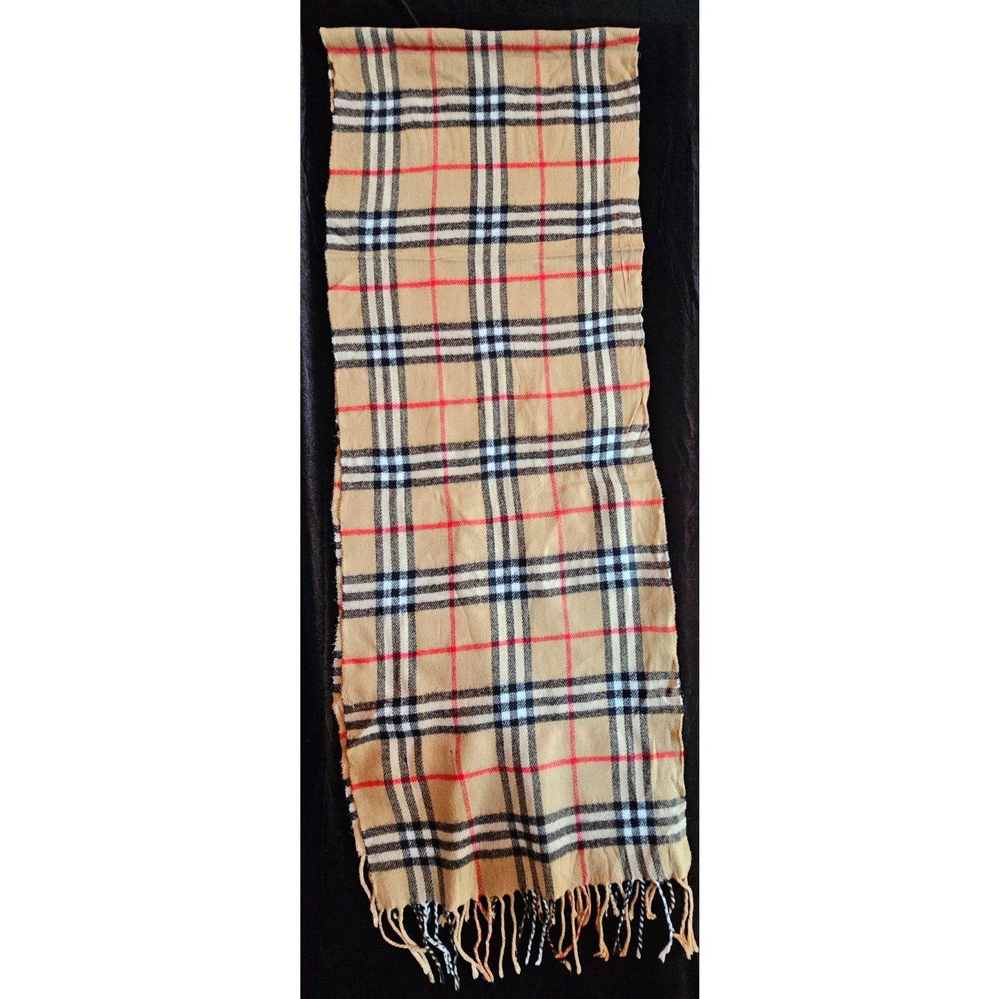 BURBERRYs of London 100% Lambswool BEIGE Scarf Shawl Nova Check Vintage (Longer)