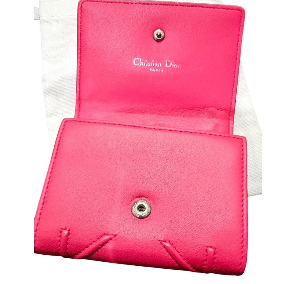 Christian Dior Diorama Trifold Wallet in Pink Leather