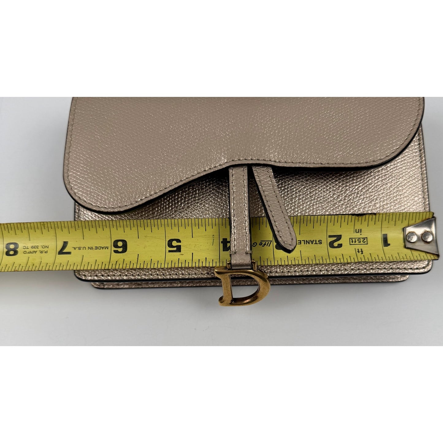 Christian Dior Metallic Grained Calfskin Saddle Belt Bag in gold