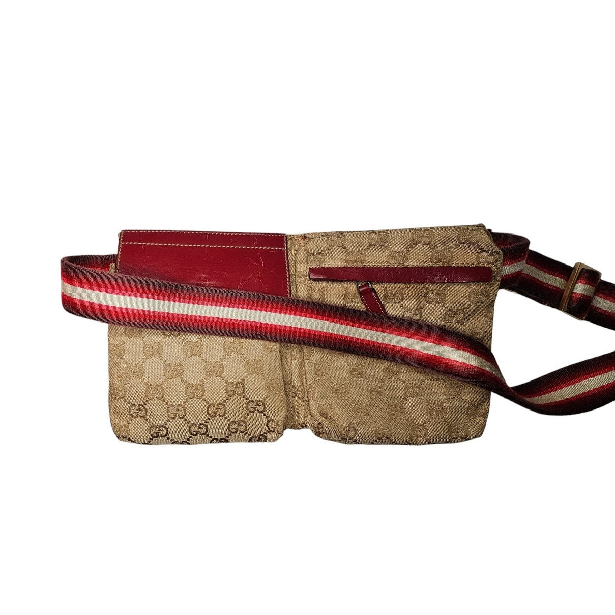 Gucci Pre-Owned GG Canvas & Leather Double Pocket Belt Bag