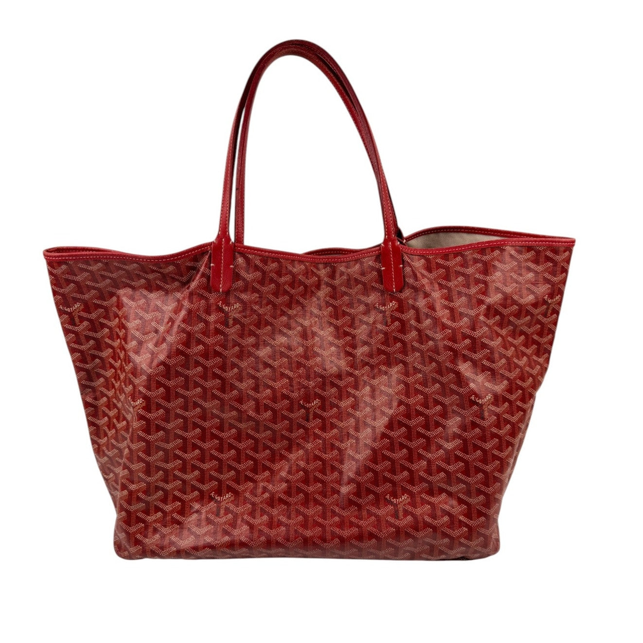 GOYARD Herringbone Saint Louis GM Tote Bag PVC with Pouch Red