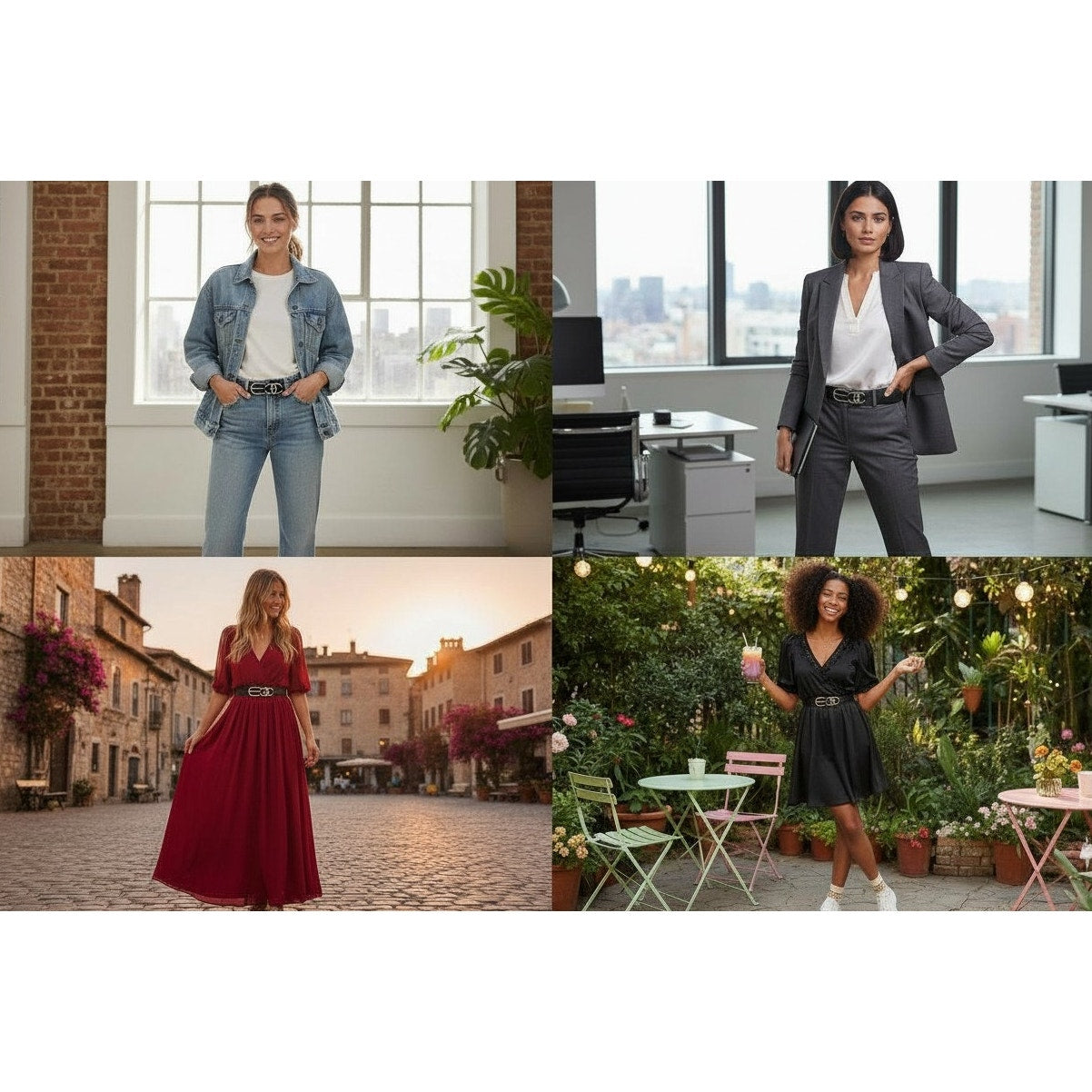 Chanel Black Leather CC Crystals Buckle Belt