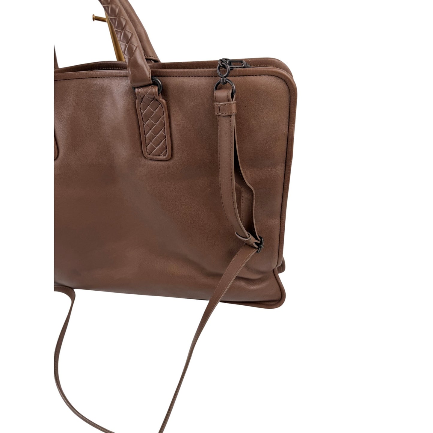 Bottega Veneta Intrecciato Leather Briefcase Bag Brown