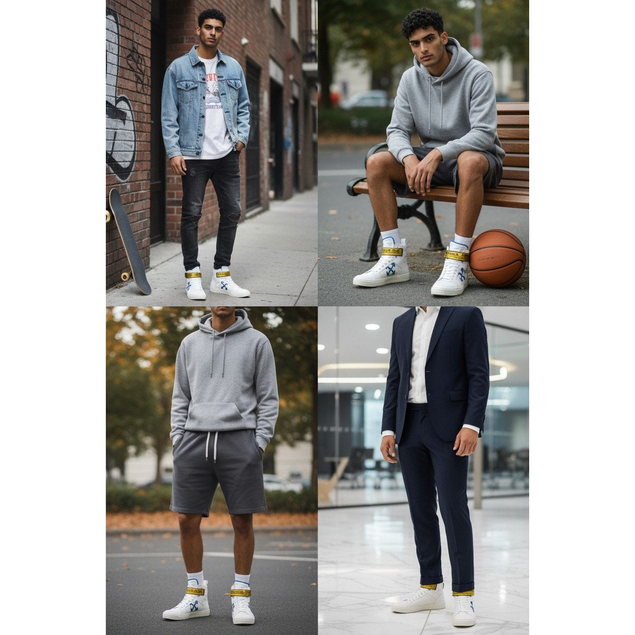 Off-White White c/o VIRGIL ABLOH Canvas and Leather Industrial High Top