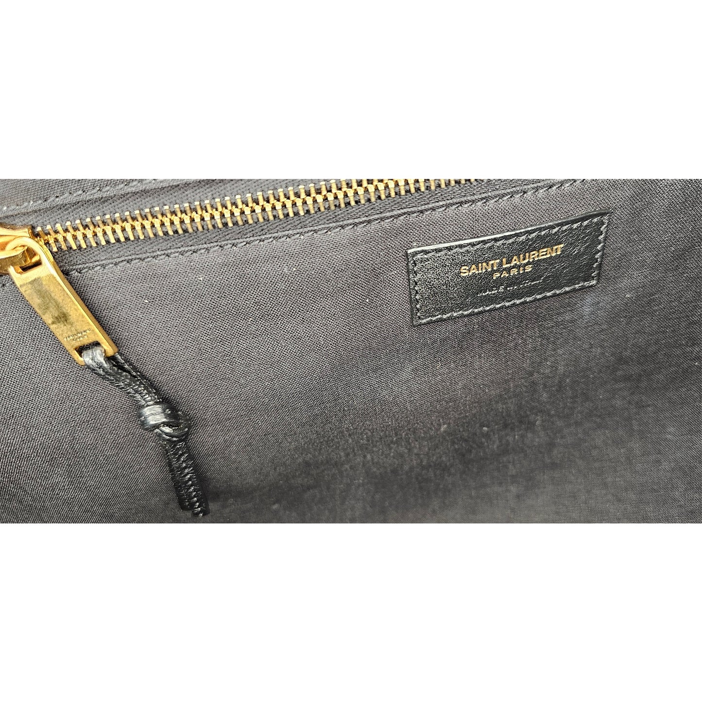 Saint Laurent Rive Gauche tote bag in natural linen and dark brown calfskin leather