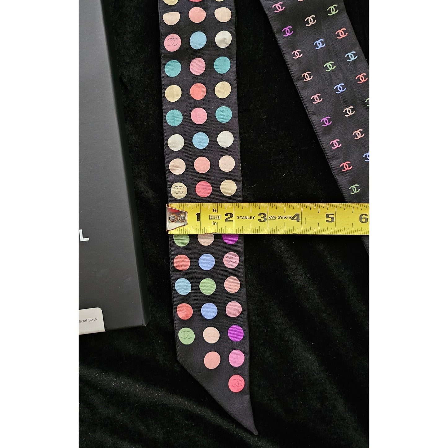 Chanel Multicolored Dots & Coco Mark Silk Slim Bandeau