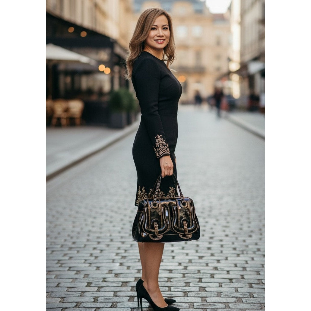 Fendi Black Patent Leather B Bag