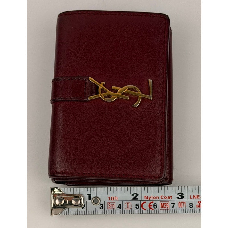 Saint Laurent Fold Pursee Tiny Compact Wallet YSL Bordeaux Leather