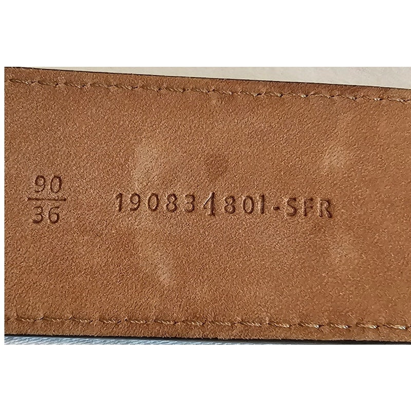 FENDI Baguette Sand Brown Calf Leather Silver Hardware Belt Size 90cm/36in