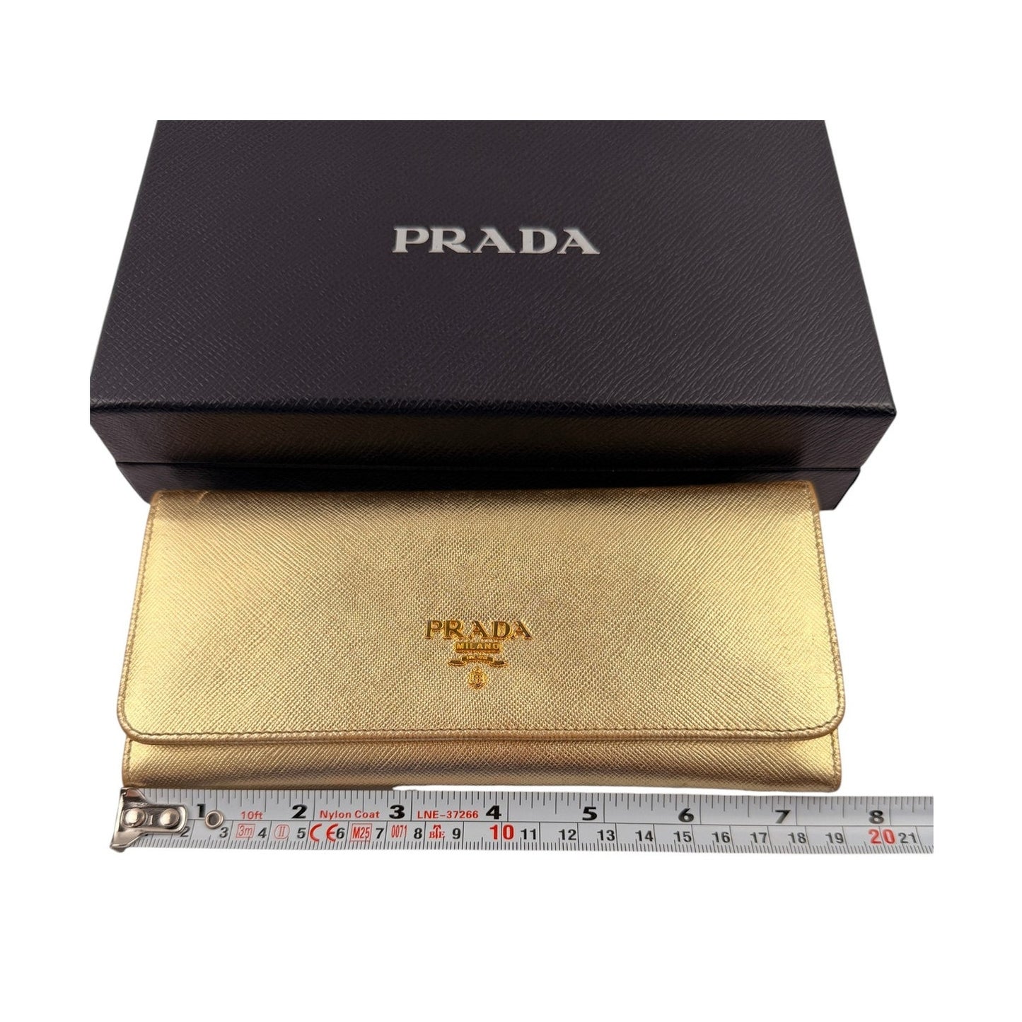 Prada Saffiano Metallic Leather Continental Wallet in gold