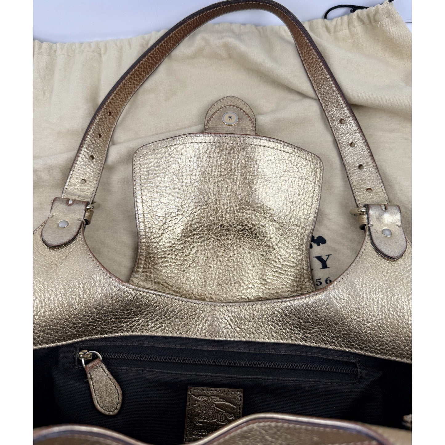 Burberry Burberry Haymarket Check Gold Coated Canvas Shoulder Bag
