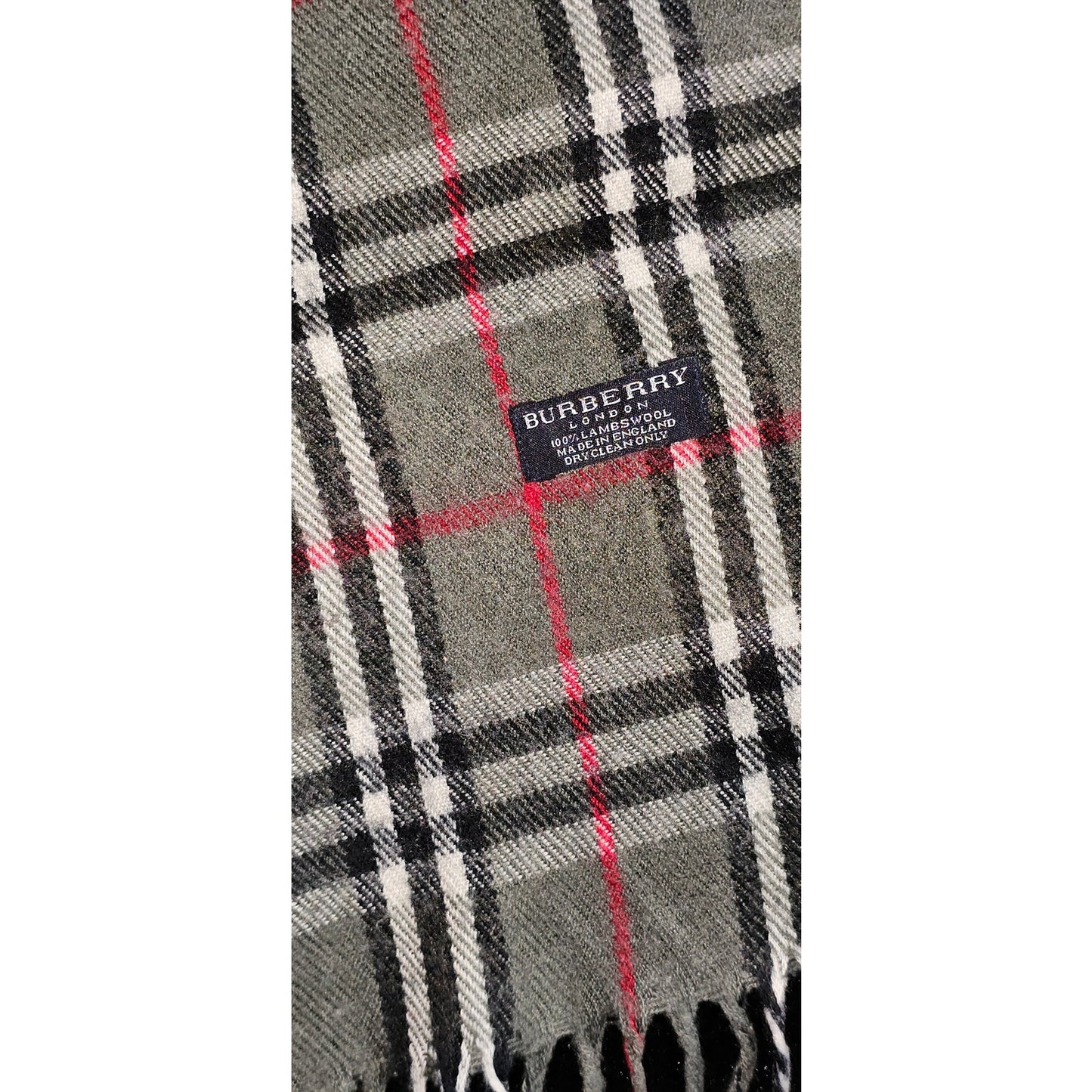 BURBERRYs of London 100% Lambswool Gray Scarf Shawl Nova Check Vintage (2)