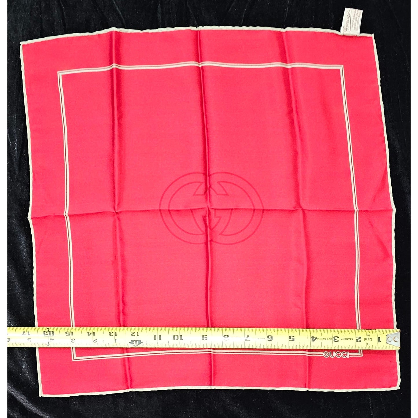 RED Gucci Silk GG Logo Pocket Square /Handkerchief