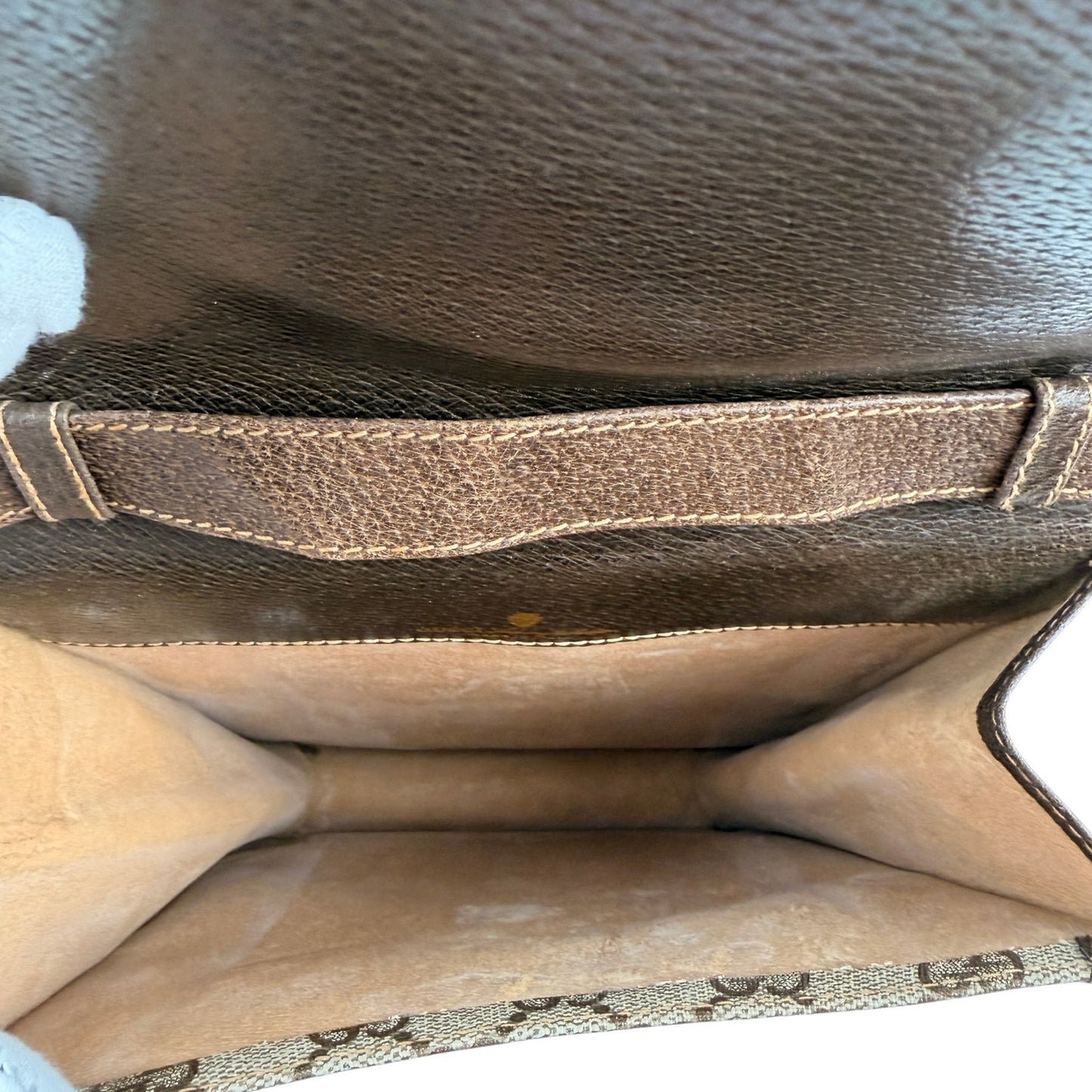 Gucci Vintage Vertical Canvas Shoulder Bag with Monogram and Stripes