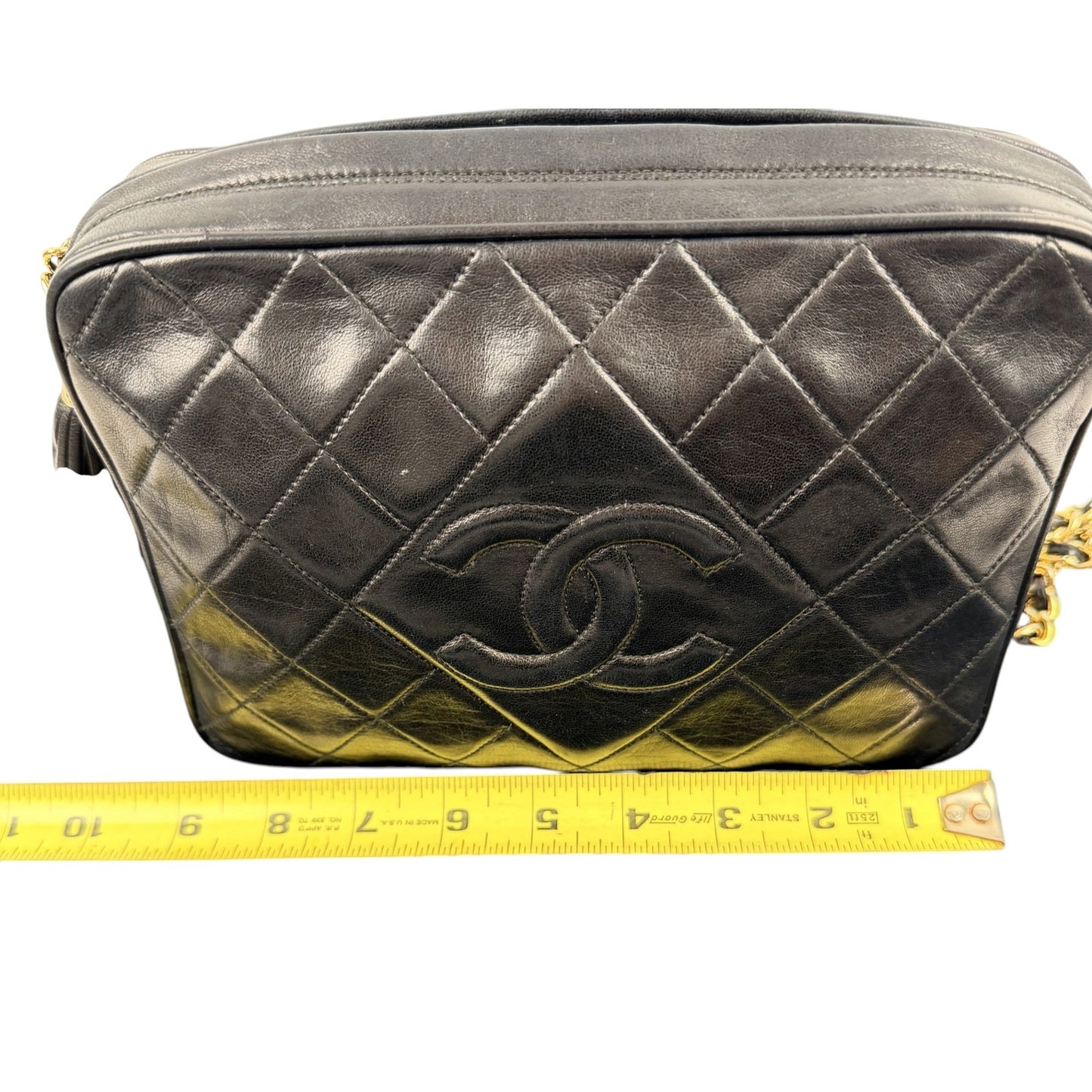 Chanel Black Quilted Leather Tassel Camera Bag