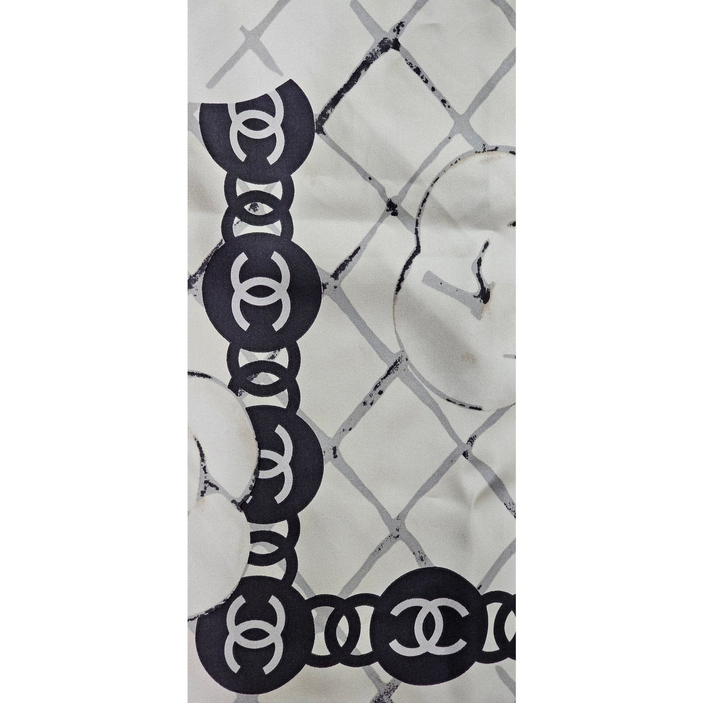 Chanel Silk Camellia CC Square Scarf