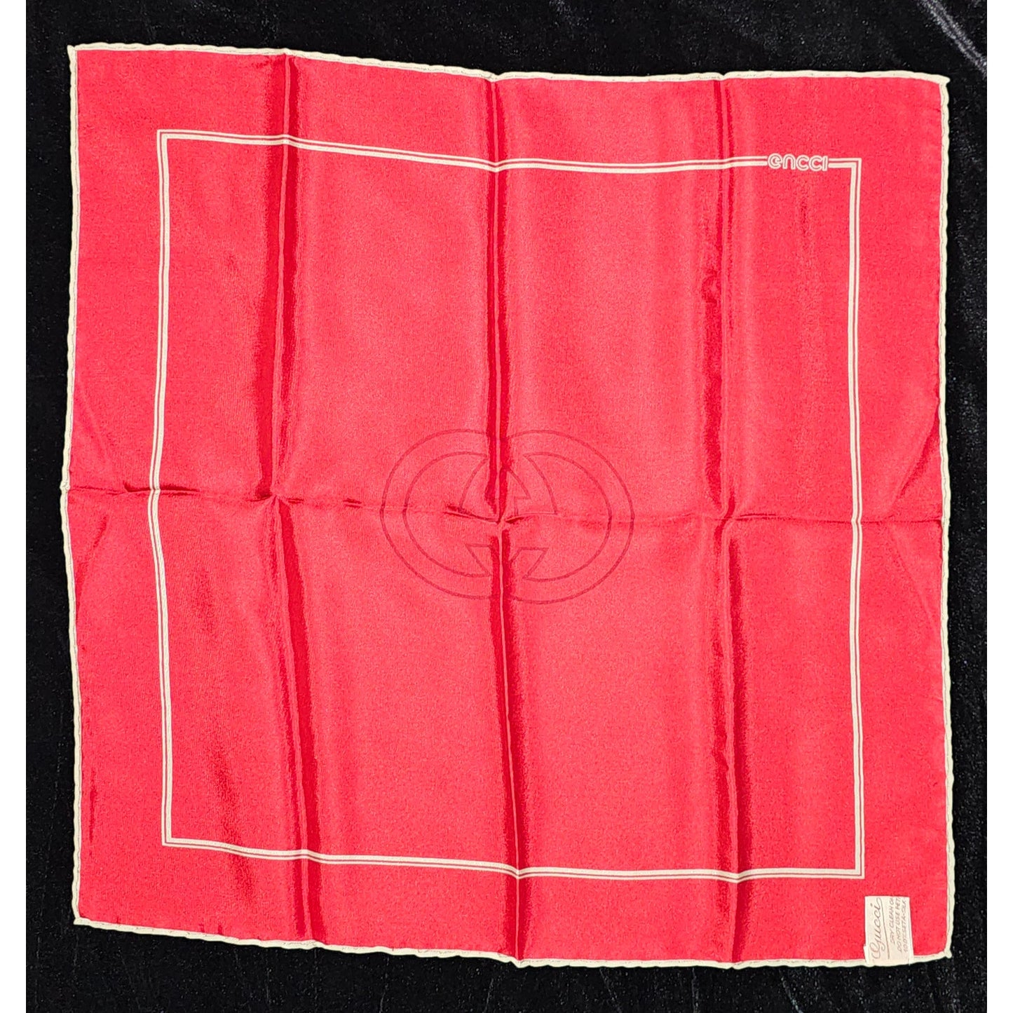 RED Gucci Silk GG Logo Pocket Square /Handkerchief
