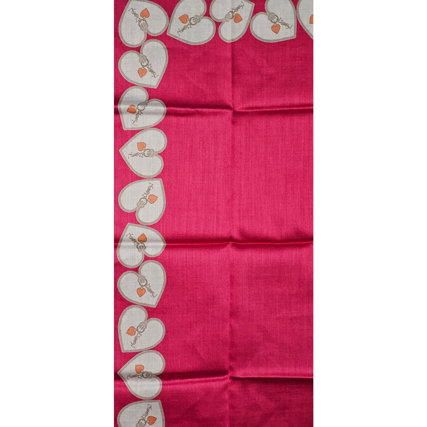 Yves Saint Laurent Silk Heart Design Handkerchief