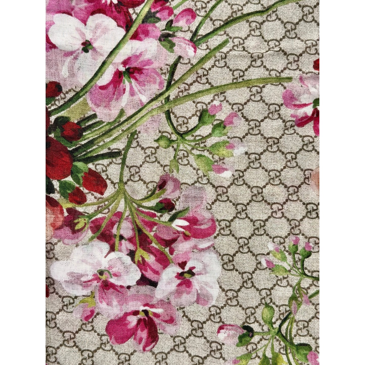 Gucci Maroon GG Blooms Print Modal & Silk Print Shawl