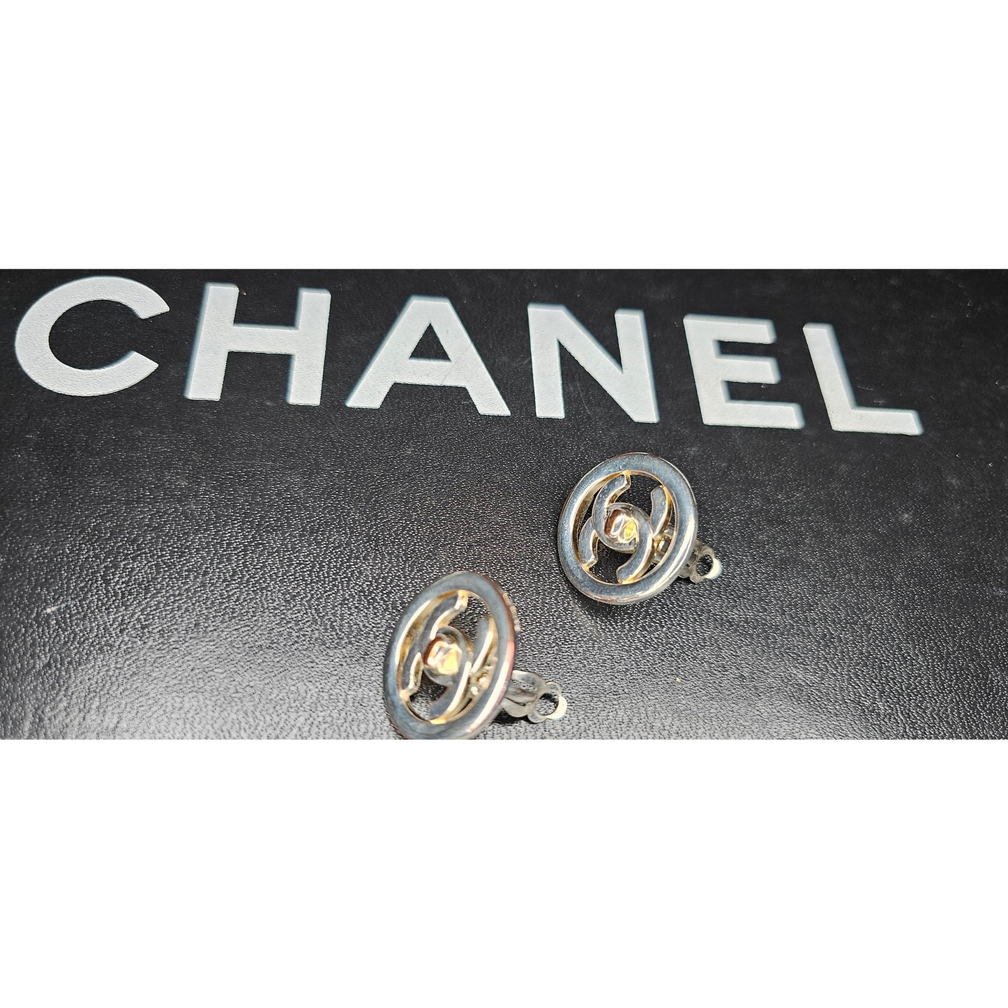 CHANEL CC Logos Turnlock Round Clip-On Earrings Silver Tone 97P