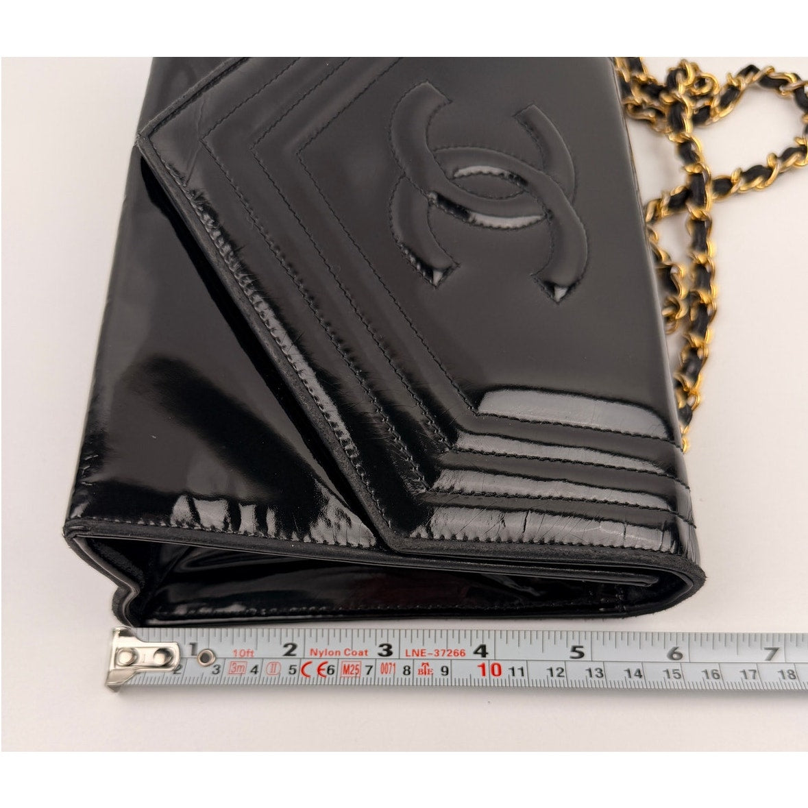 Chanel  Vintage CC Black Patent Envelope Flap Bag