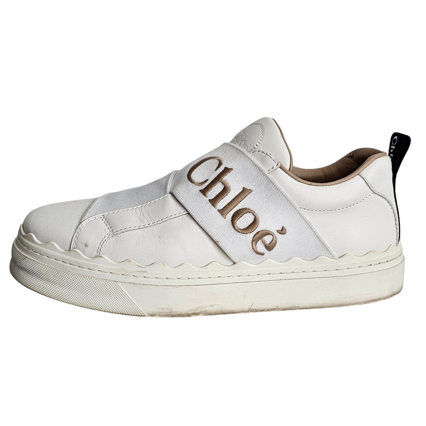 Chloé Lauren logo-strap leather slip-on sneaker Size 35