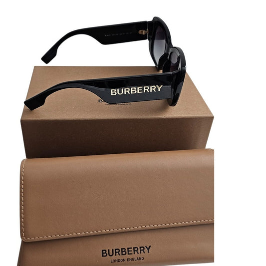 Burberry BE4410 square-frame sunglasses in black acetate with dark grey gradient lenses