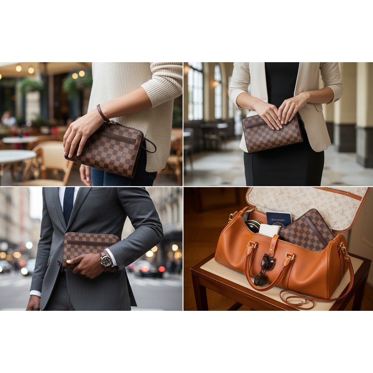 Louis Vuitton Damier Ebene Saint Louis Clutch Wristlet LV Brown