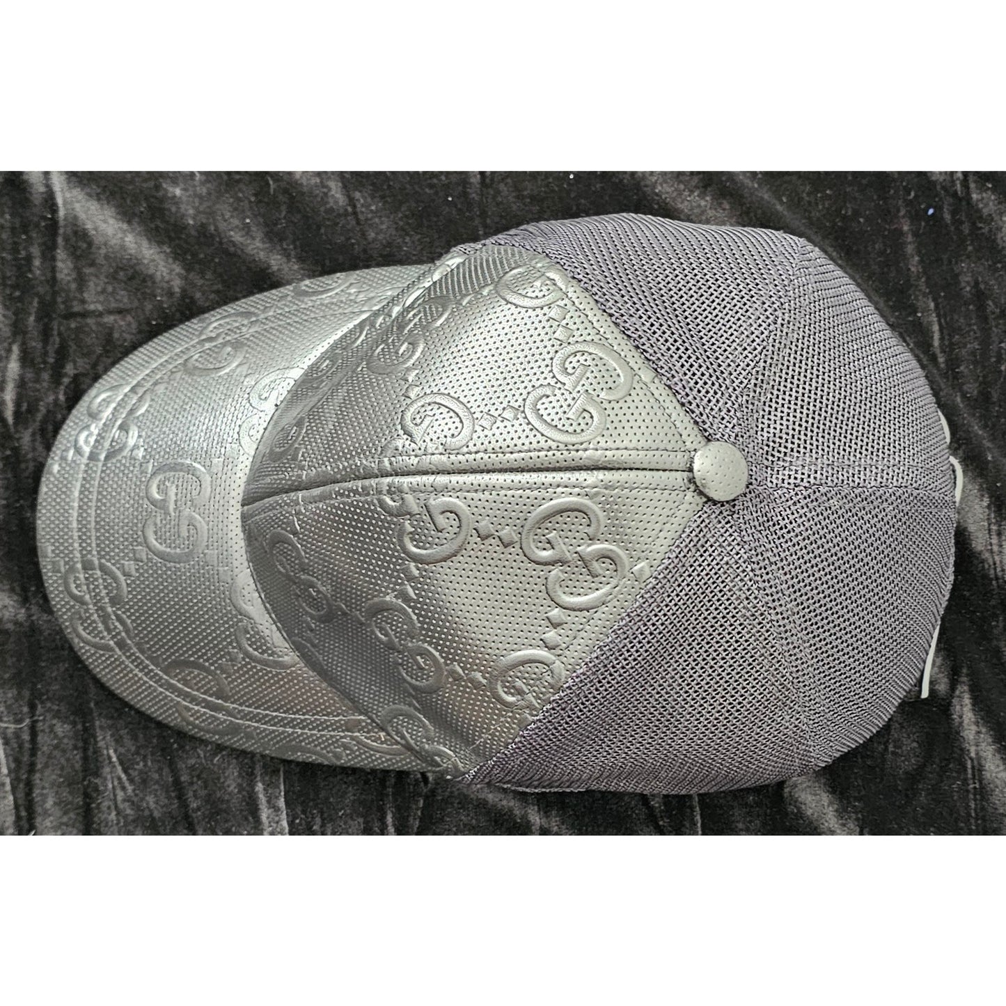 Gucci GG Embossed Perforated black Leather Baseball Cap