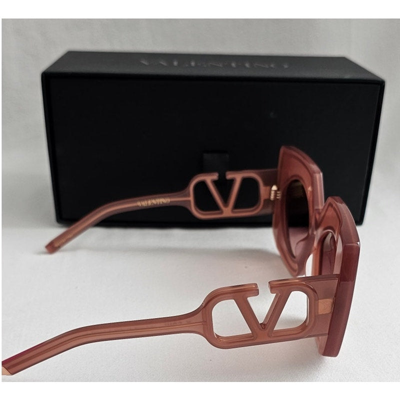 Valentino Garavani V-Soul butterfly sunglasses in powder pink Japanese acetate with gradient lenses and rose gold titanium details