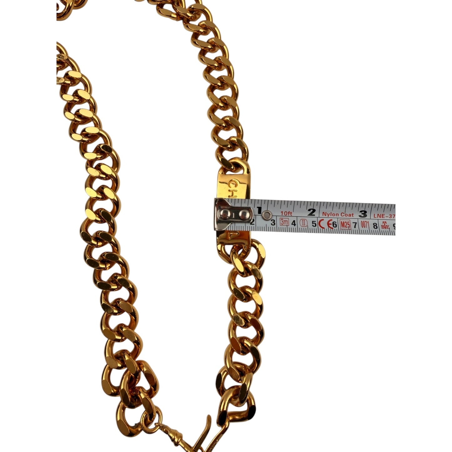 CHANEL Logo ID 24K Gold Plated Chain Belt Necklace Vintage