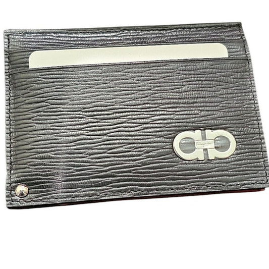 Ferragamo Gancini card holder with pull-out ID window Black and Red