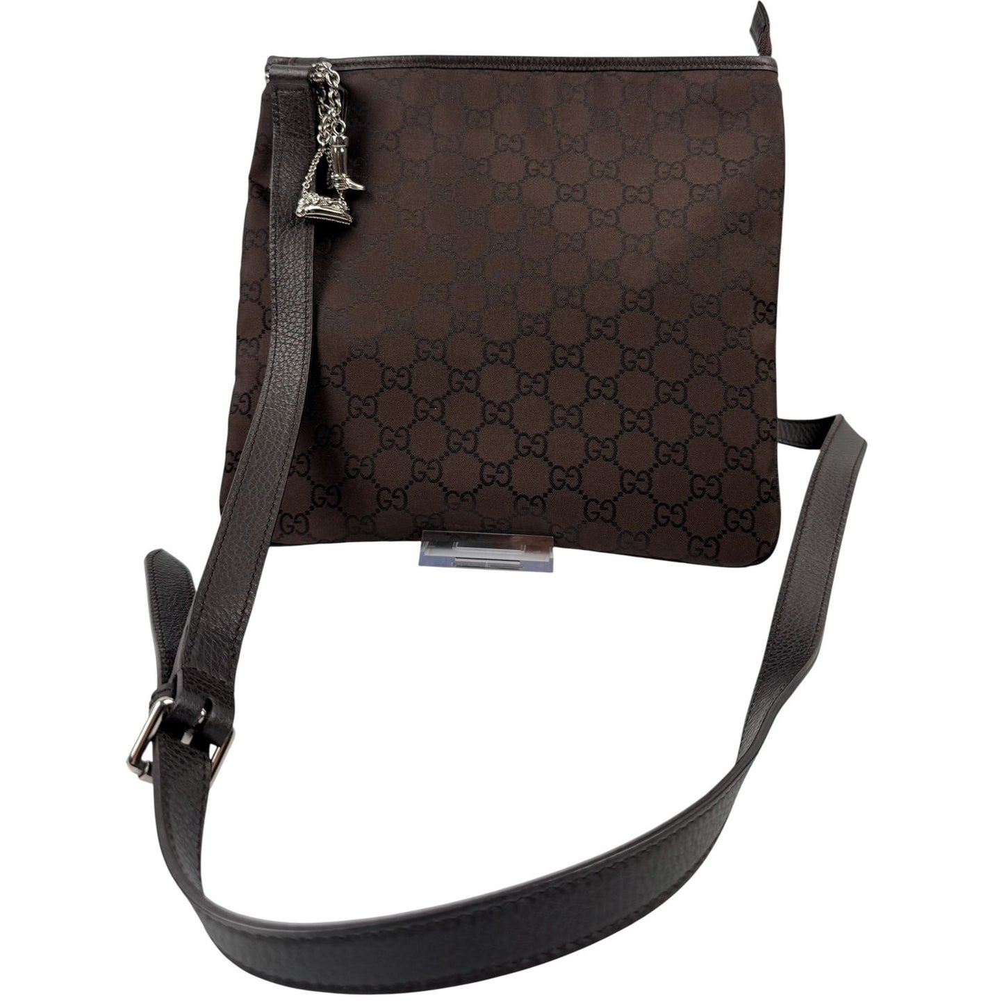 Gucci Monogram Jolicoeur Charm Messenger Crossbody brown bag