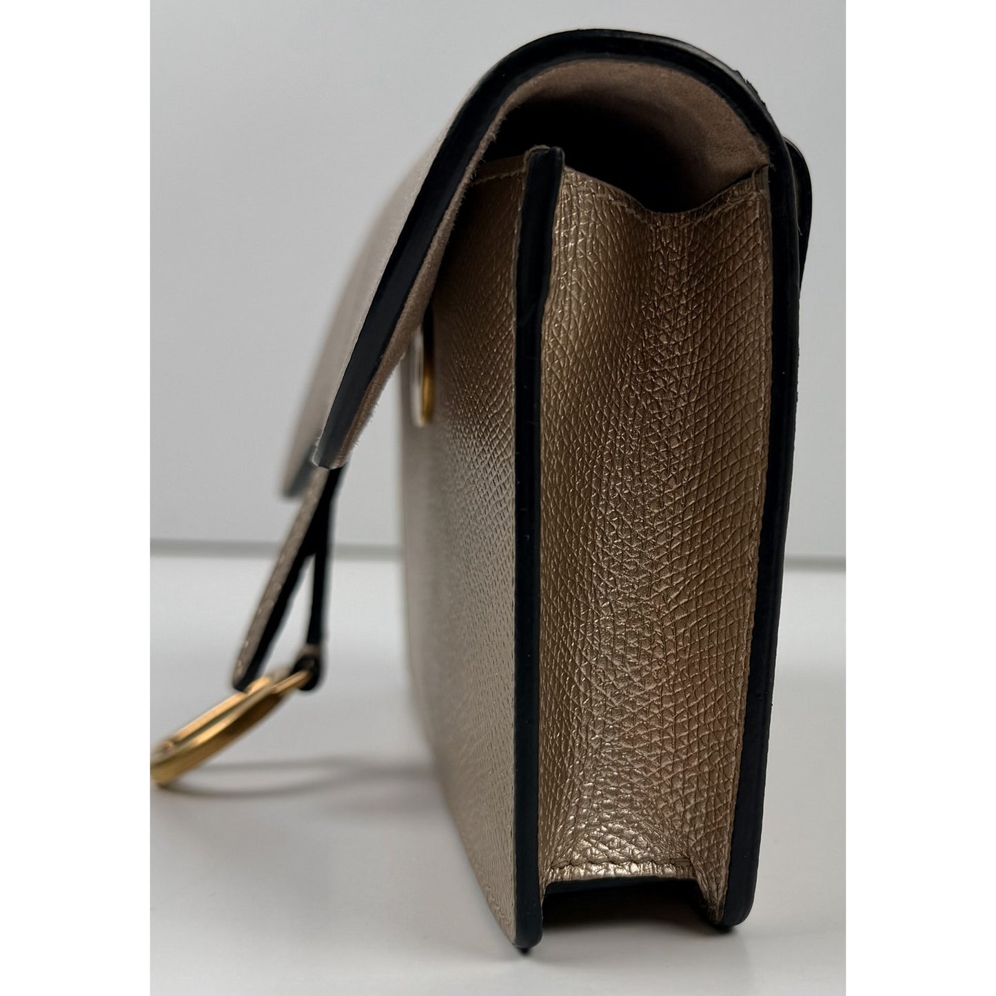 Christian Dior Metallic Grained Calfskin Saddle Belt Bag in gold