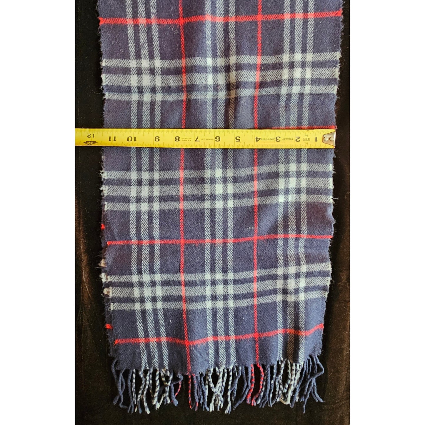 BURBERRYs of London 100% Lambswool Blue & Red Scarf Nova Check Vintage Made In England
