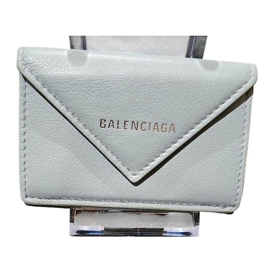 Balenciaga Papier Compact Wallet Blue Leather