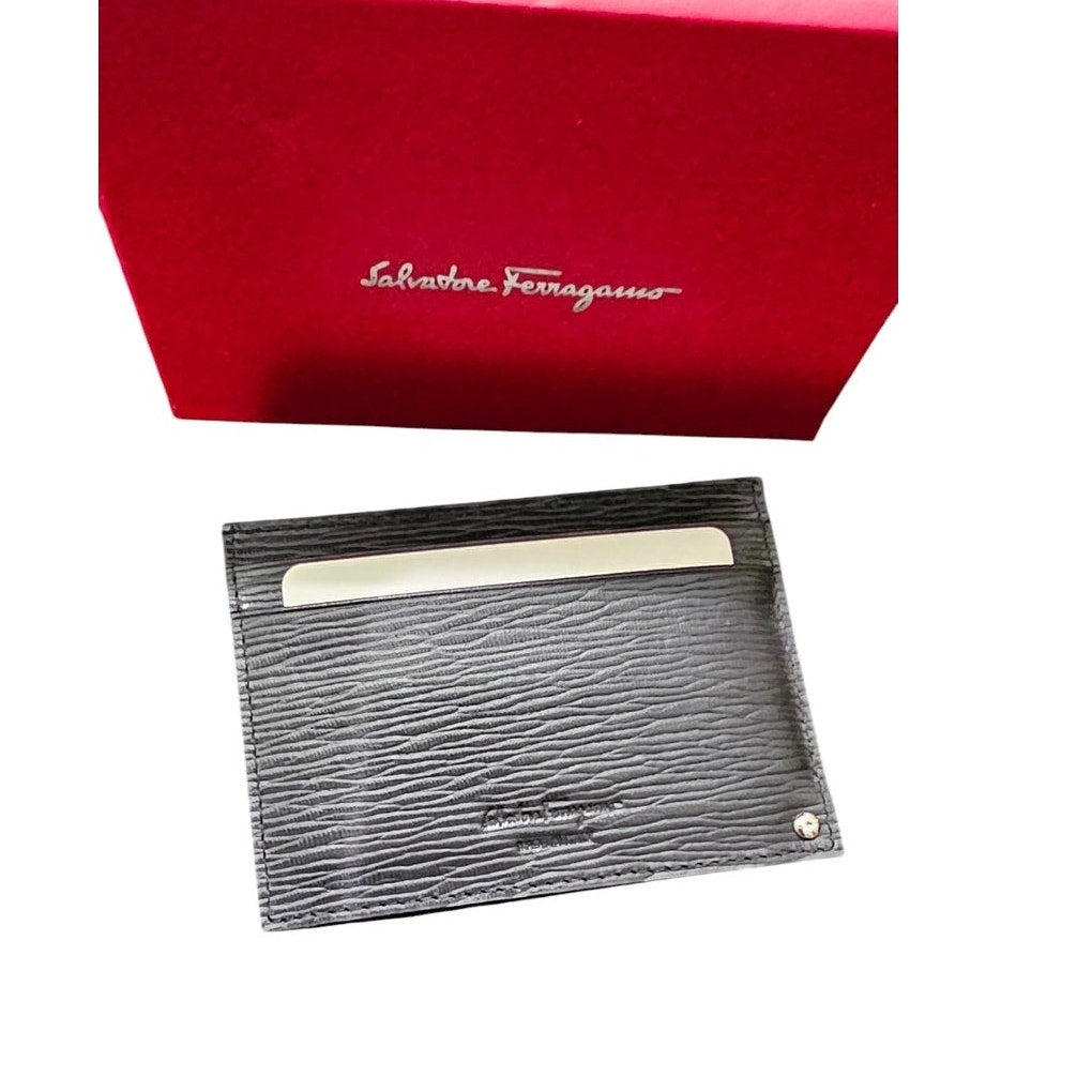 Ferragamo Gancini card holder with pull-out ID window Black and Red